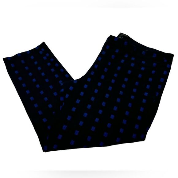 Banana Republic Sloan Fit Black Ankle Pants Blue Rectangle Pattern Cropped Pants - Picture 1 of 10